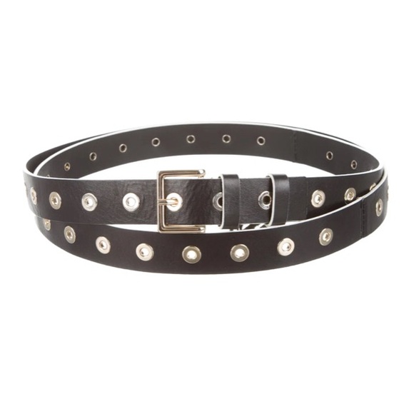 Sandro Black Leather Belt with gold/silver hardware - One Size - Picture 2 of 5